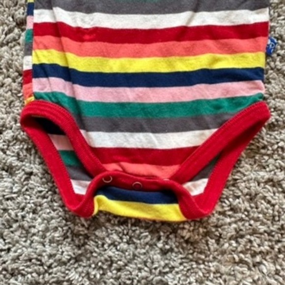 KicKee Pants Bamboo 6-12 Months Striped Ruffle Trim Long Sleeve Baby Bodysuit - Picture 4 of 5